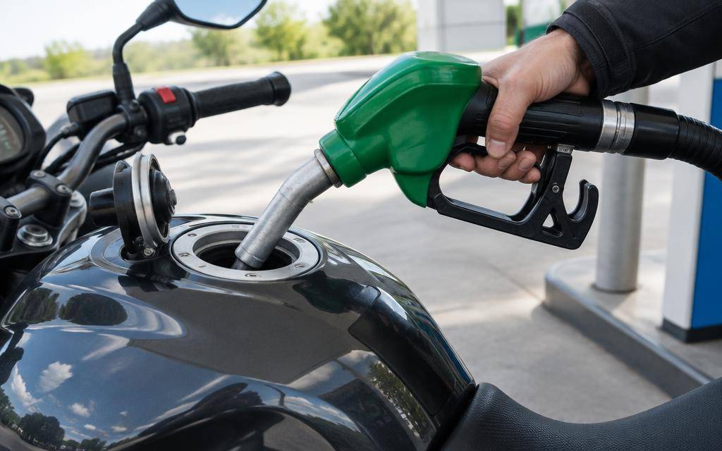 Abastecimento de moto em posto de combustível
