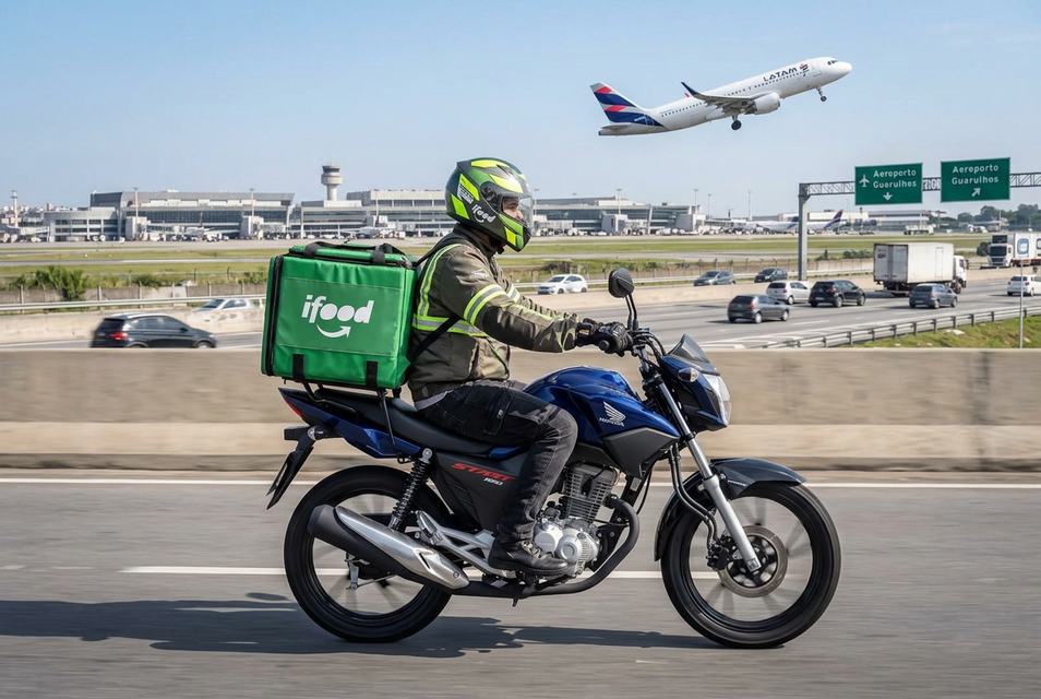 Moto parada em rua comercial de Guarulhos