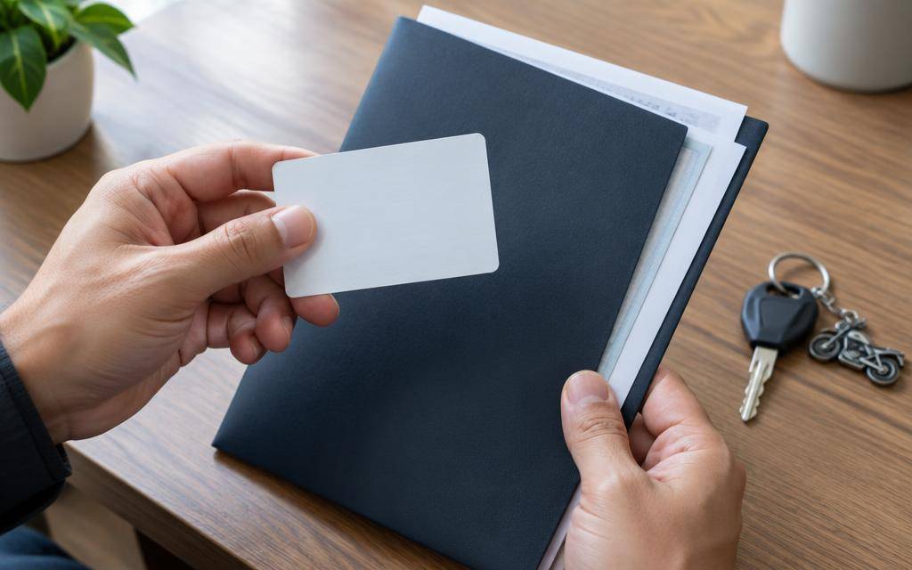 Documentos e carteira de habilitação sobre uma mesa