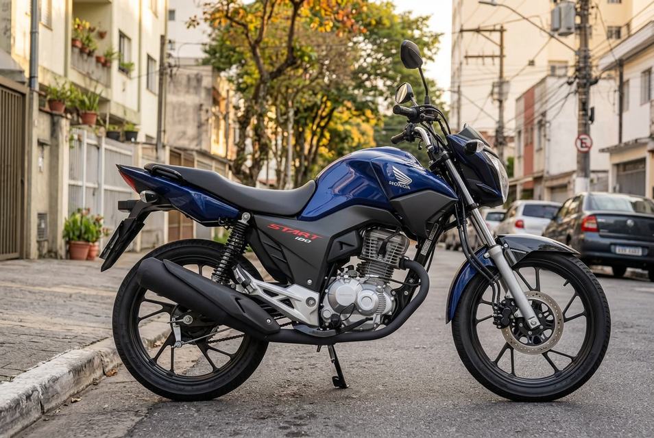 Honda CG Start 160 zero quilômetro estacionada em ambiente urbano