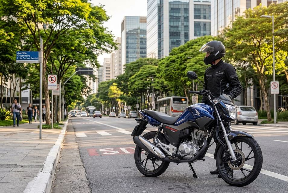 Honda CG Start 160 azul na Zona Sul de São Paulo